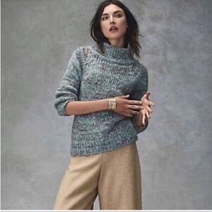 Anthropologie Moth Alpaca Marled Chunky Knit Mockneck Sweater, Size XS